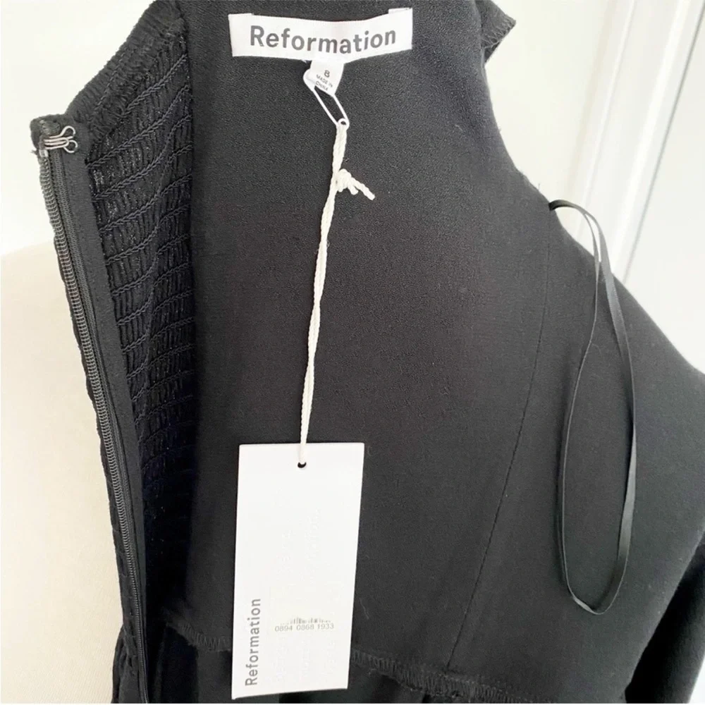 NWT Reformation Ballari Black Off The Shoulder Long Sleeve Maxi Dress Size 8